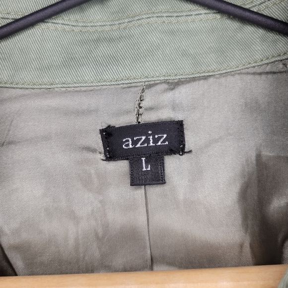 Aziz Sage Green Button-Down Embellished Blazer Sz Large - new with tags - Picture 4 of 7